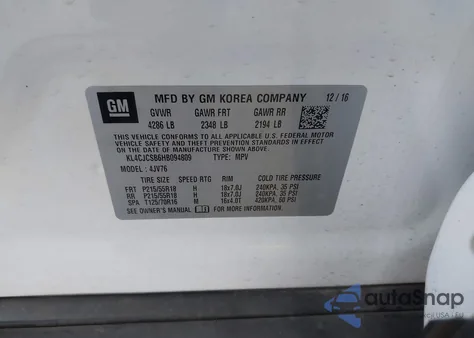 2017 Buick Encore Essence из США, поврежденный, VIN KL4CJCSB6HB094809